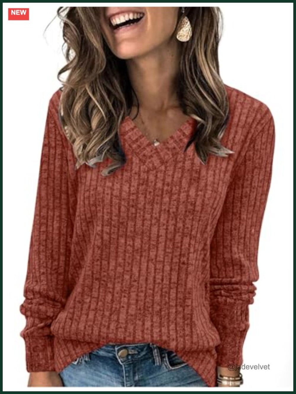 V-Neck Long Sleeve Tunic Sweater Women Loose Fit Lightweight Casual Fall